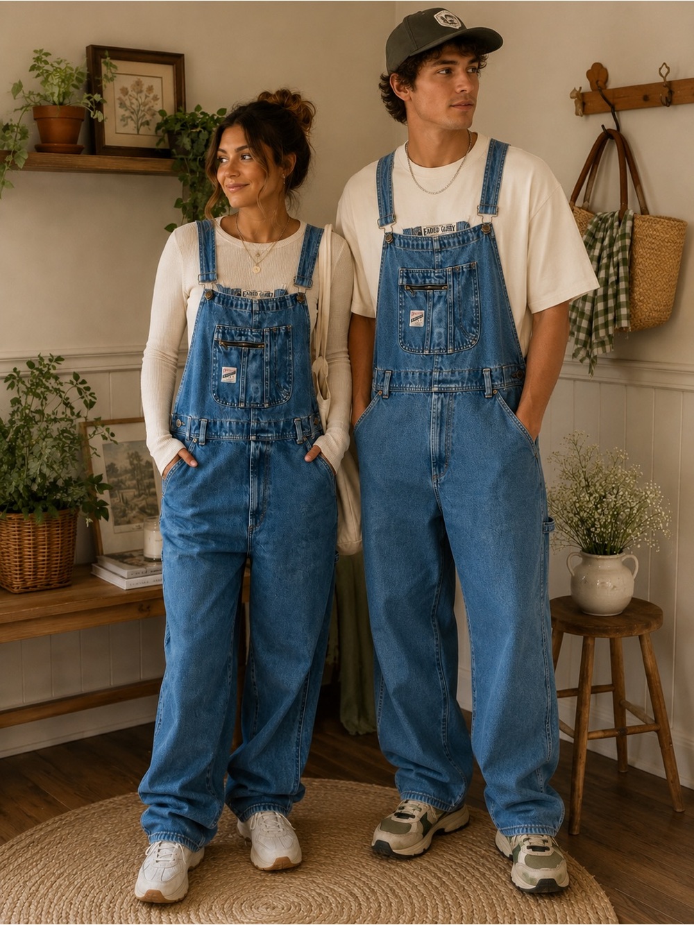 Vintage Faded Glory Denim Overalls Men’s M Blue Carpenter Workwear Baggy